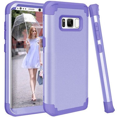 Phone Case for Samsung Galaxy S8 Plus Hard Cover Shockproof Soft Silicone Hybrid Three Layer Heavy Duty Protective Cell Accessories Glaxay S8plus S 8 8plus 8S Edge S8+ SM-G955U Cases Women Purple