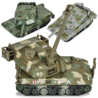 ArtCreativity 6&rdquo; Long Pull Back Tank Toys, Set of 3, Diecast Military Vehicles, Camouflage Colors, Pullback Action, Army Toys for Boys &amp; Girls, Fun Party Favors, Classroom Prizes, Gifts for Kids