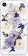 Abbery for iPhone XR Case Clear with Blue White Floral Design Cute Soft Slim TPU Transparent Dried Real Pressed Flowers Aesthetic Women Girls Phone Cover for iPhoneXR(Navy Flower)