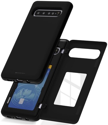 GOOSPERY Galaxy S10 5G Wallet Case with Card Holder, Protective Dual Layer Bumper Phone Cover (Black)