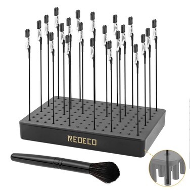 NEOECO 1PC Painting Stand Base, 22PCS Alligator Clip Stick Set and 1PCS Cleaning Brush for Airbrush Hobby Modeling Parts DIY Card Photo Memo
