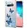 KIOMY Clear Glitter Case for Samsung Galaxy S10 Plus, Girls Women Bling Sparkly Shiny Luxury Cases with Flowers Butterfly Design Shockproof Bumper Protective Cell Phone Back Cover Slim Fit Flexible