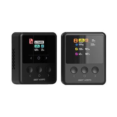 ISDT 608PD Lipo Battery Charger Discharger, PD 140W DC 240W/10A Dual Mode Input, Smart RC Battery Balance Charger for 2~6S Lithium LiHv LiIon LiFe NiMH Ni-Cd/Pb,with LCD Display,Phone Control
