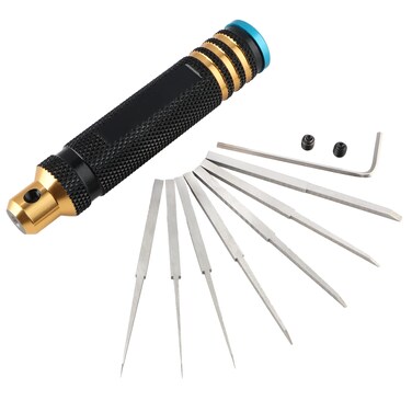 GDOOL Model Chisel with 0.1/0.2/0.4/0.6/0.8/1.0/2.0mm Blade Gundam Resin Carved Scribe Line Hobby Cutting Modeling Scriber with Handle for RC Car Drone Airplane DIY