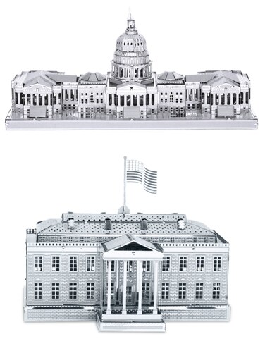 Metal Earth 3D Laser Cut Models - U.S. Capitol Building AND White House = SET OF 2