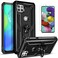 Motorola One 5G Ace Phone Case, with [Tempered Glass Screen Protector Included], STARSHOP Military Grade Shockproof Protective Phone Cover with Metal Ring Kickstand, for Motorola One 5G Ace - Black