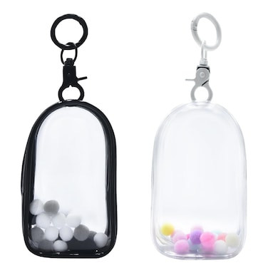 2PCS Clear Figure Display Case with Keychain Portable PVC Small Doll Bags Mini Hanging Doll Blind Box Organizer Zipper Closure Collectibles Display Bag for Mini Figures