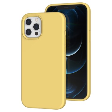 K TOMOTO Compatible with iPhone 12 Pro Max Case, Soft-Touch Liquid Silicone Gel Rubber Full Body Drop Protection Cover with Microfiber Lining, Phone Case for iPhone 12 Pro Max 6.7 Inch, Yellow