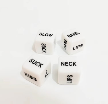 English Fun White Couple dice,2 Pieces to Play Together,36 Ways to Play,Dice with Action Instructions in English,Acrylic(4 Pieces)