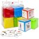 BOHEMIABY 3.9 in Large Education Foam Pocket Dice, Stacking Blocks Squishy Story Cubes, Home Classroom DIY Blank Dice with 24 Theme Cards for Exercise Language Expression Imagination(Colorful 4 Pcs)