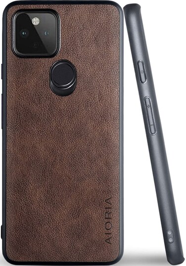 for Google Pixel 5 Case, 6.0 inch Premium PU Leather Phone Cover Retro Design Full Protective case for Google Pixel 5 5g (Coffee)