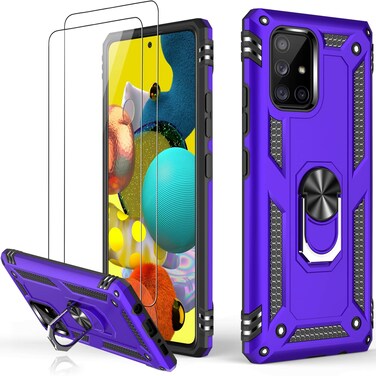 LUMARKE for Galaxy A51 5G Case with Screen Protector,Pass 16ft. Drop Tested Military Grade Protective Phone Cover with Magnetic Ring Kickstand Compatible with Car Mount Holder Purple