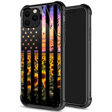 ZHEGAILIAN for iPhone 11 Case, Military-Grade Protection, All-Around Shockproof Corners, Anti-Scratch Phone Case for iPhone 11, Flag Sunflowers