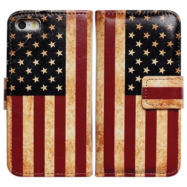 Bcov 4.7" Bcov Case for iPhone SE 2022/iPhone SE 3rd Gen/iPhone SE 2020/iPhone 8,iPhone 7 Case, Retro American Flag Leather Flip Wallet Case Cover with Card Slot Holder Kickstand for iPhone 7/8