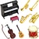 Dollhouse Miniature Musical Instrument Set in 1:12 Scale, Mini Dollhouse Musical Instrument Model Includes Violin Piano Trumpet Saxophone Electric Guitar, Model Accessory for Dollhouse Mini Music Room