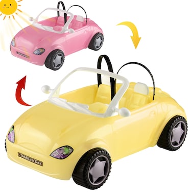 BETTINA Color Changing Doll Car for 11.5'' Fashion Dolls, 2-Seater Convertible with Seatbelts and Rolling Wheels, Color Change Under Sunshine, Toy Vehicle Gift for Girls Kids Ages 3 4 5 6+ to 12