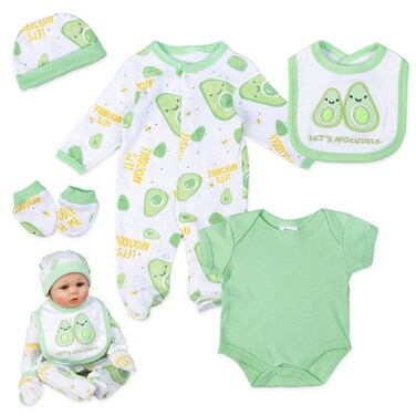 Reborn Doll Baby Girl Clothes 5pcs Outfits for 17-22 Inch Baby Doll Clothing Reborn Newborn Dolls Clothes Accessories