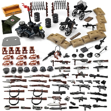 Feleph WW2 Weapons Pack Military Toy Set Building Blocks Model for German Soldier Figures Army Equipment Gear Kit Pieces and Parts Accessories Ages 6+ Compatible with Major Brand