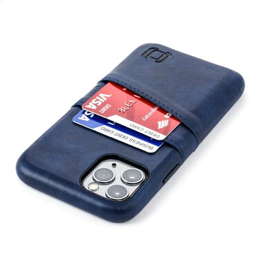 Dockem Wallet Case for iPhone 11 Pro: Built-in Metal Plate for Magnetic Mounting &amp; 2 Credit Card Holder Slots (5.8" Exec M2, Synthetic Leather, Navy Blue)