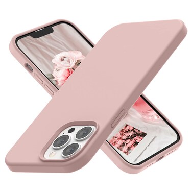 ABITKU Compatible with iPhone 13 Pro Max Case 2021, Liquid Silicone Soft Gel Rubber 3 Layers Full Coverage Body [with Screen &amp; Camera Protection] Shockproof Phone Case Cover 6.7 inch (Pink)