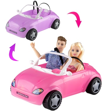 BETTINA Color Changing Doll Car for 11.5'' Fashion Dolls, 2-Seater Convertible with Seatbelts and Rolling Wheels, Color Change Under Sunshine, Toy Vehicle Gift for Girls Kids Ages 3 4 5 6 7 8+ to 12