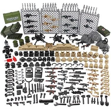 Feleph Modern Military Weapons Pack SWAT Police Multiple Ages 4+ Combinations Toy Set for Soldier Figures Model Army Equipment Gear Pieces Blocks Compatible with Major Brand