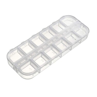 uxcell Component Storage Box - Plastic Fixed 12 Grids w Separate Cover Electronic Component Containers Clear White 130x52x15mm Pack of 2