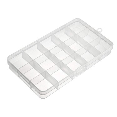 uxcell Component Storage Box - Plastic Fixed 15 Grids Electronic Component Containers Tool Boxes Clear White 170x100x23mm