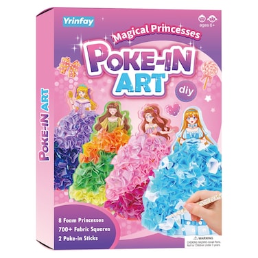 Poke-in Art and Crafts kit for Kids, DIY 8 Magical Princesses &amp; 6 Accessories, Pretty Princess Game Toys for Girl 6-8 8-12, Gifts for Boys &amp; Girls Ages 6 7 8 9 10 11 12 Years Old