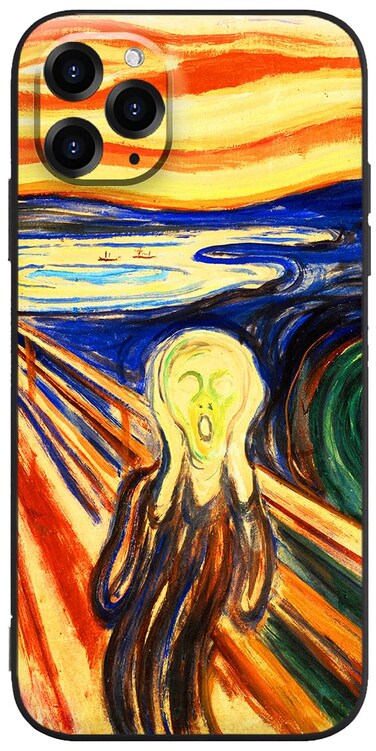 Compatible with iPhone 11 Pro Max Cute Art Case with Design for Women Men Abstract Iridescent Fantasy Trippy Famous Painting Stylish Khaki Cover with Screen Protector (The Scream by Edvard Munch)
