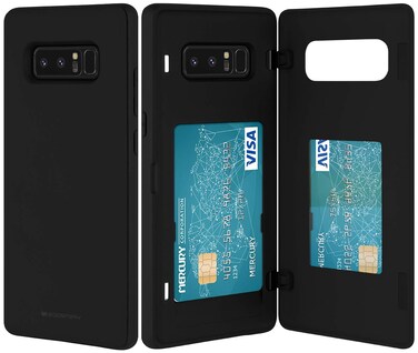 GOOSPERY Galaxy Note 8 Wallet Case with Card Holder, Protective Dual Layer Bumper Phone Case (Black)