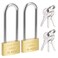 uxcell Brass Padlock, Keyed Alike, 30mm Wide Brushed Finish Long Harden Shackle, 2Pcs