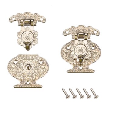 uxcell 2 Sets Wood Case Chest Box Rectangle Clasp Closure Hasp Latches Silver Tone 47 x 38mm