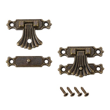 uxcell 2 Sets Wood Case Chest Box Rectangle Clasp Closure Hasp Latches Bronze Tone 37 x 27mm