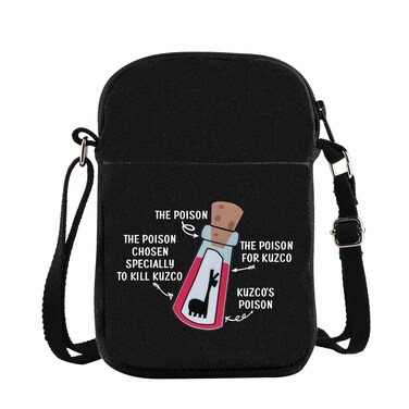 Kuzco Cartoon Inspiration Messenger Bag Poison Kuzco Carry-on Bag Llama Sack Emperors Gift Yzma Crossbody Purse Bag For Fans (KuzcoCrossBblk)