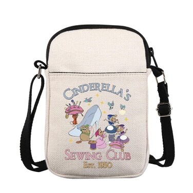 Princess Movie Inspired Crossbody Purse Bag Jaq Gus Gift WDW Character Gift Cinderella's Sewing Club Est 1950 Messenger Bag (CinderalaCrossB)