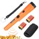 XPSGOLD Metal Detector Pinpointing,Waterproof Pinpointer 360 Degree Search Gold&amp;Treasure Finder with Belt Holster &amp;LED Indicator&amp; Buzzer Vibration, for Adults and Kids (Orange)