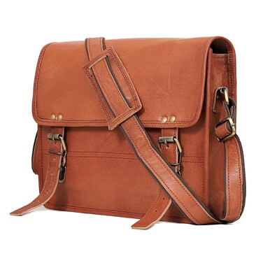 cuero Genuine Leather iPad/Tablet Bag Messenger Bag Small Briefcase CrossBody Shoulder Bag for Men and Women (Tan Brown, 14" x 11" Medium)