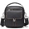 NIUCUNZH Man Purses and Bags Small, Mini Genuine Leather Messenger and Shoulder Bag for Men with lots of Zipper Pockets Black
