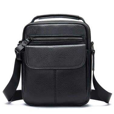 NIUCUNZH Mens Crossbody Bag, Man Purse for Men Small Leather Shoulder Bags Mini Messenger Bag Black(6090)
