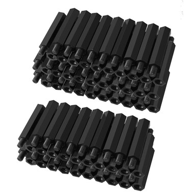 uxcell 100pcs M4 30+6mm Male Thread Nylon Hex Standoff Spacer Screws PCB Pillar Black