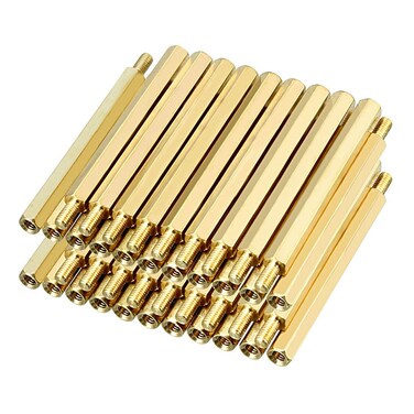uxcell 40pcs M3 60+6mm Female Male Thread Brass Hex Standoff Spacer Screws PCB Pillar