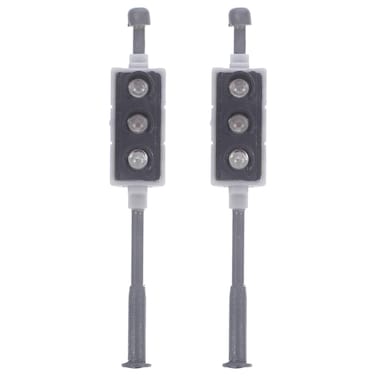 2pcs Street Light Model 3-Light Traffic Light Toys Railway Train Lamp Scenery DIY Traffic Light Railroad Train 1/64 Scale Buildings Diorama Led Metal