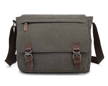 Sechunk Canvas Vintage Messenger Bag Shoulder bag Leather Cross body bag Large Travel Crossbody bags for men women 15inch Laptop