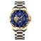 GLENAW Automatic Watches for Men Mechanical Tourillon Skeleton Watches Stainless Steel Waterproof Date Diamond Numbers Luminous Men Wrist Watch (Blue)