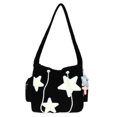 BLUEGALA Cute Star Messenger Bag, Y2k Crossbody Bag, Kawaii Purse Crossbody, Aesthetic Shouder Bag For Women(B-black)