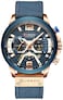 FANMIS Mens Luxury Watches Business Chronograph Dress Waterproof Leather Strap Analog Quartz Wrist Watch (Blue Rose)