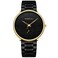 Mens Watches Ultra-Thin Minimalist Waterproof-Fashion Wrist Watch for Men Unisex Dress with Stainless Steel Mesh Band-Gold Hands（Gold Band Black Face）