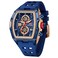 MF MINI FOCUS Men Watch Unique Tonneau Casual Wrist Watches (Chronograph/Waterproof/Luminous/Calendar/24 Hours) Silicon Band Fashion Watch for Men (Blue &amp; Golden), (MF0473G.02)