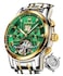 OLEVS Automatic Watches for Men Skeleton Mechanical Classic Luxury Multi Calendar Stainless Steel Waterproof Luminous Wrist Watch for Men Green